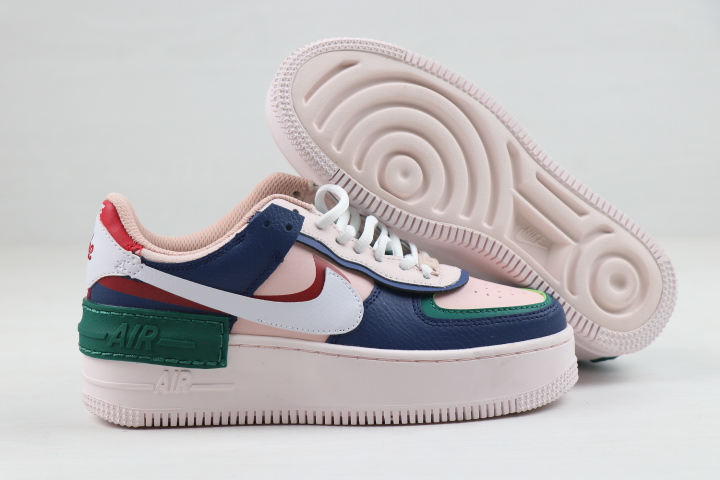 Women Nike Air Force 1 Low Shadow Pink Blue White Red Shoes